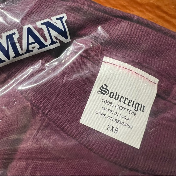 Vintage NWT Sovreign Big Man Pocket Tee Cotyon Made in USA 2XB Big Man Burgundy - Picture 2 of 5